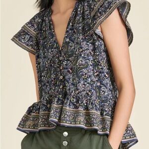 Veronica beard paisley short sleeve top